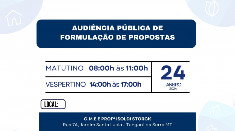 AUDIÊNCIA PÚBLICA PARA FORMULAÇÃO DE PROPOSTAS - 24-01-2024